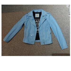 Genuine Sheepskin Leather Jacket Sky Blue SIZE MEDIUM